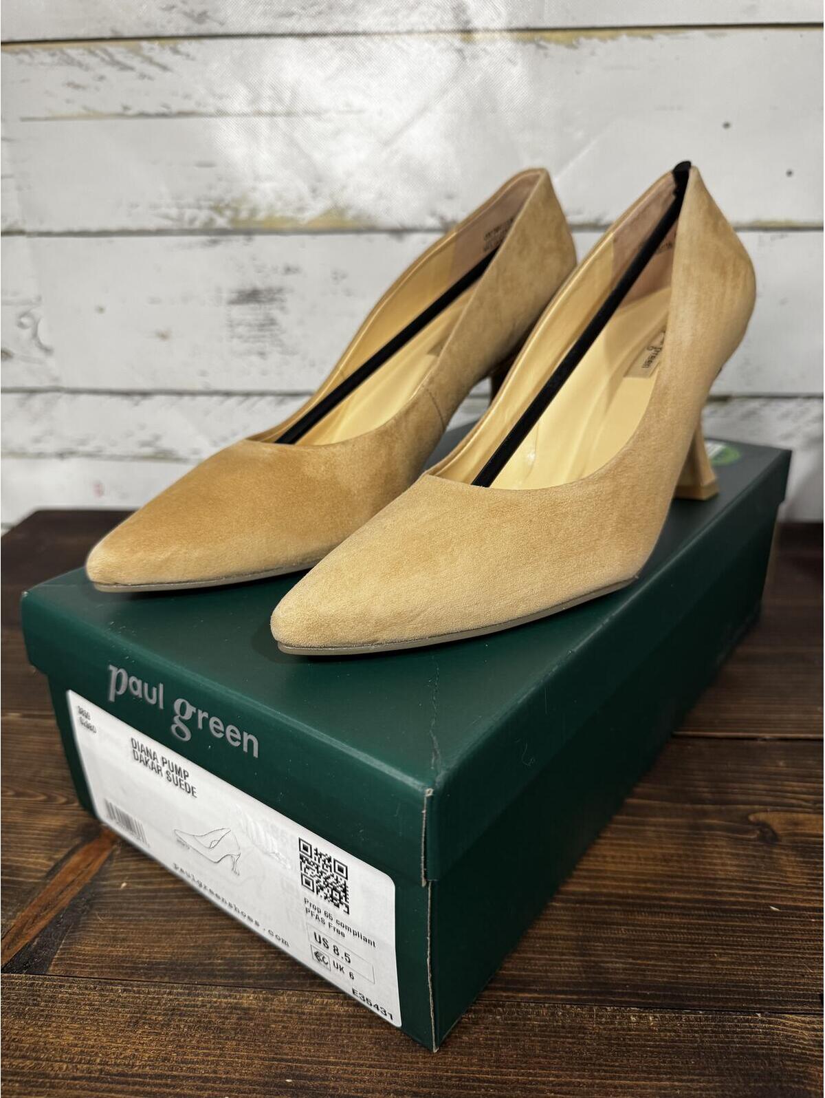 Paul Green Tan Suede Pointed-Toe Pumps